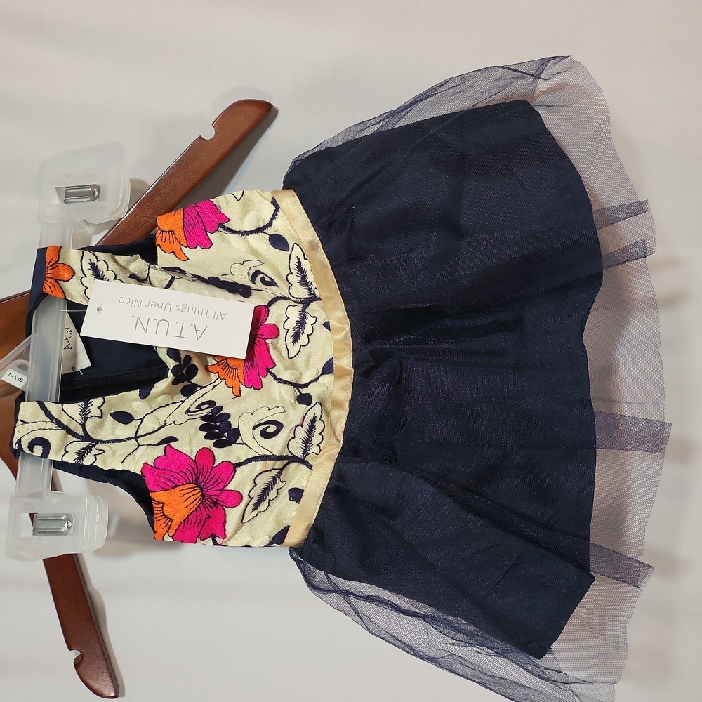 A.T.U.N. All Things Uber Nice 1-2Y Fancy Girls Short Sleeve Dress Embroidery